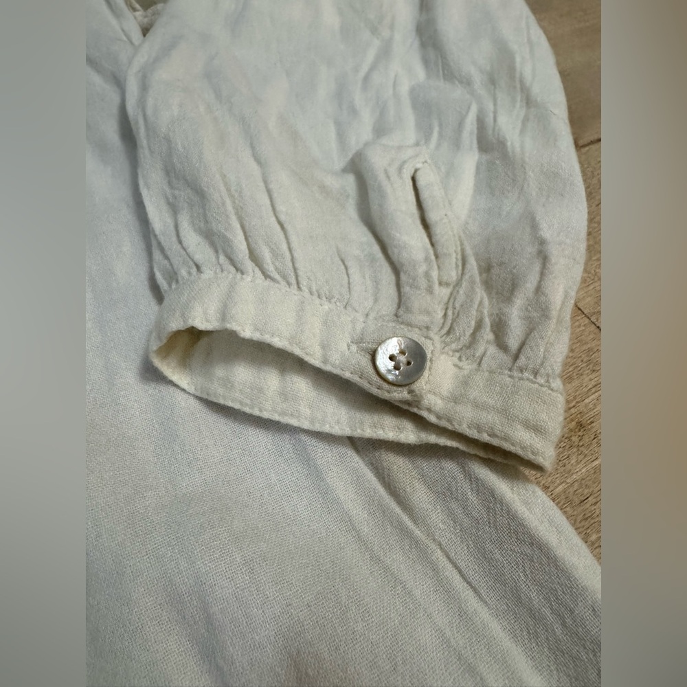Faherty Cream boho Embroidered Blouse - Picture 4 of 8
